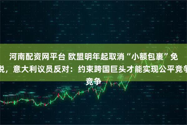 河南配资网平台 欧盟明年起取消“小额包裹”免税,意大利议员反对:约束跨国巨头才能实现公平竞争